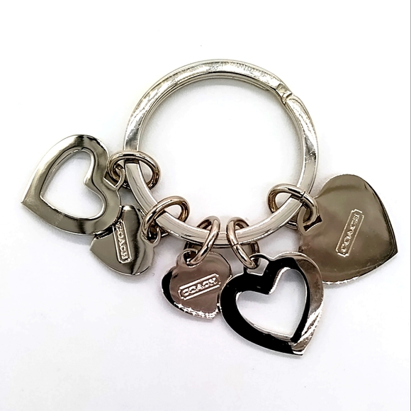 COACH Heart Hearts keychain Pink Blue hearts Purse Charm Keychain - Picture 6 of 9